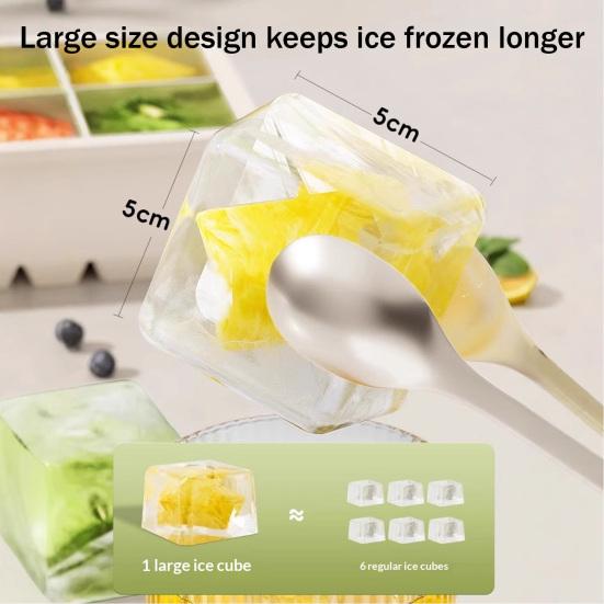 Square Silicone Ice Cube Tray with Lid  6-Cavity Easy Release Ice Cube Mold Stackable BPA-free Ice Cube Maker Dishwasher Safe Home Bar Essential