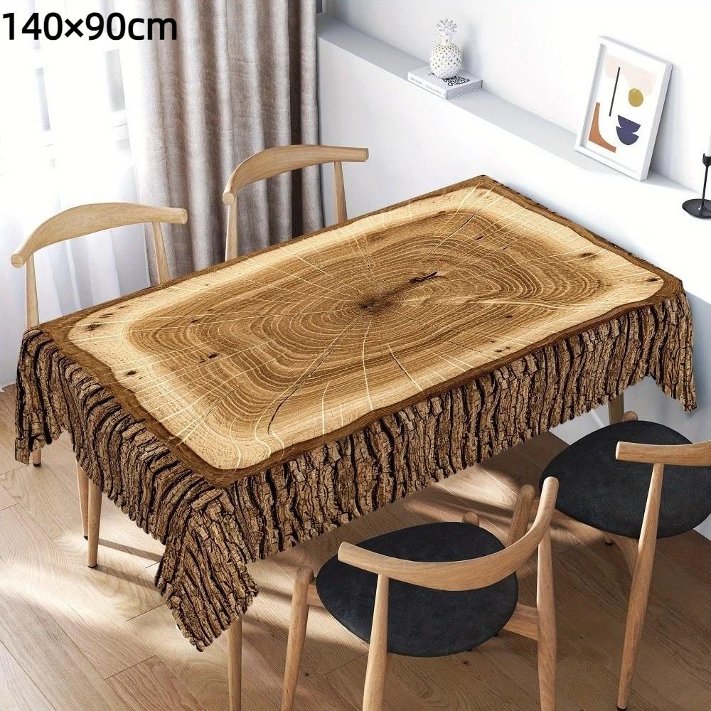 Washable Rectangular Tablecloth Rustic Log Pattern Universal Table Cover  Beauty Massage