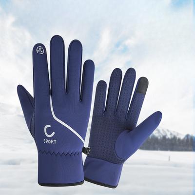 Autumn and Winter Gloves Men's Skiing Outdoor Sports Cycling Gloves Plus Velvet Warm Waterproof Cold Touch Screen Riding