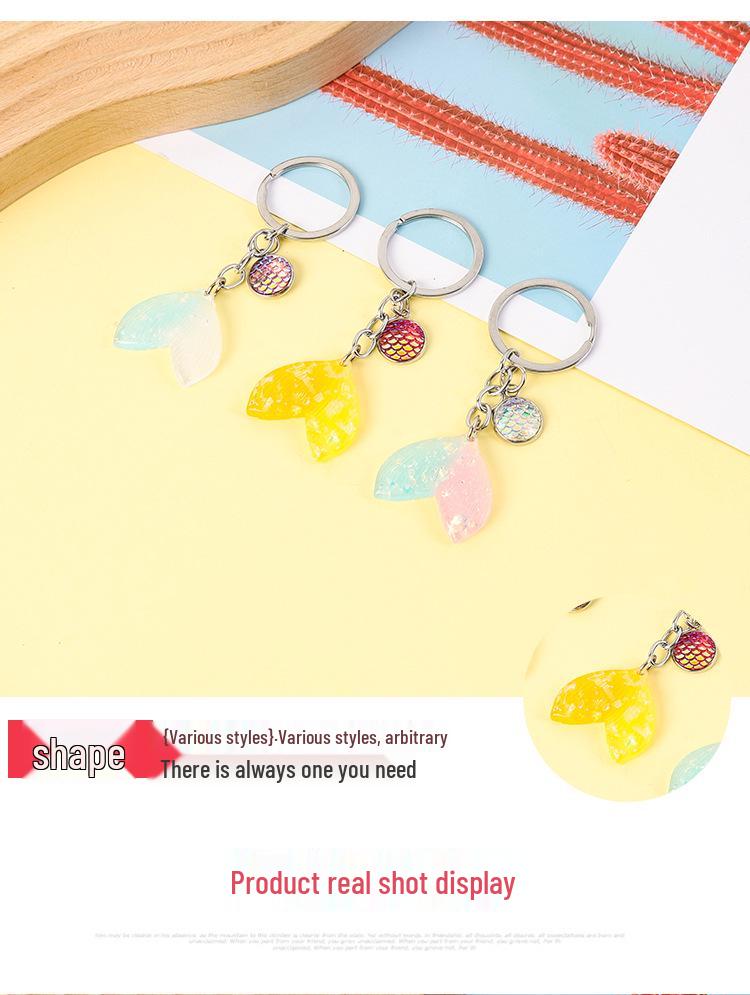Gradient Mermaid Tail Keychain Pendant - Ocean Themed Backpack Accessory