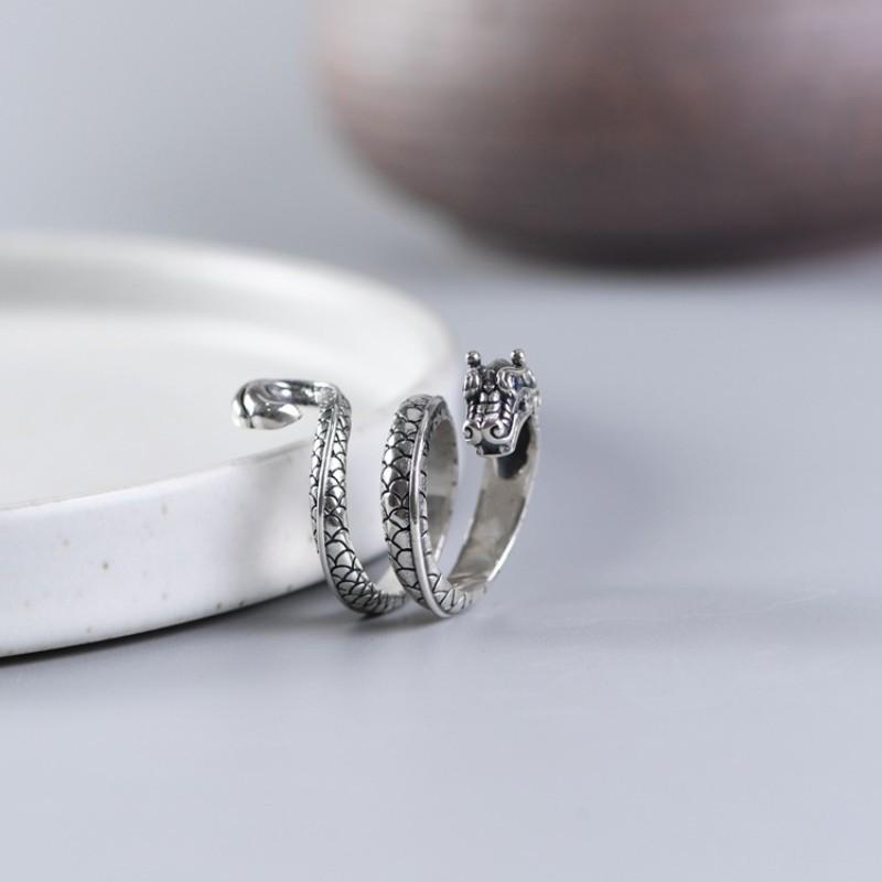 New Men 'S Retro Dragon Ring Tide Zodiac Dragon Domineering Animal Personality Is Fashionable And Adjustable 