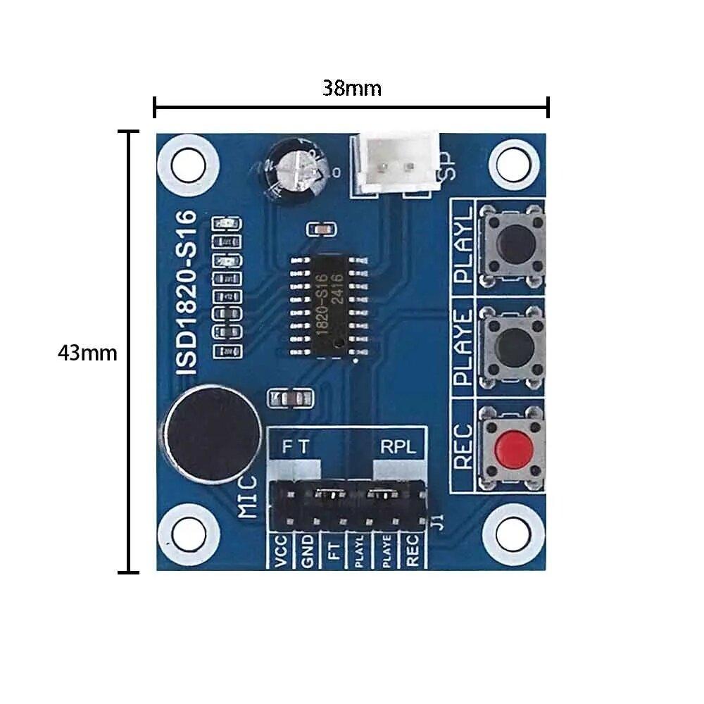 ISD1820 Recording Module Voice Module Voice Board Module with Microphones + Loudspeaker