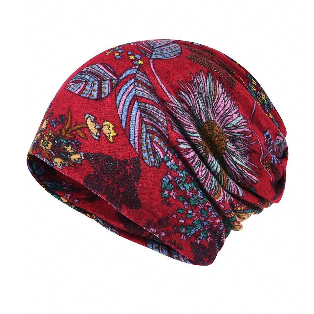 Multifunctional Turban Hats Plaid Print Casual Hedging Cap Autumn and Winter