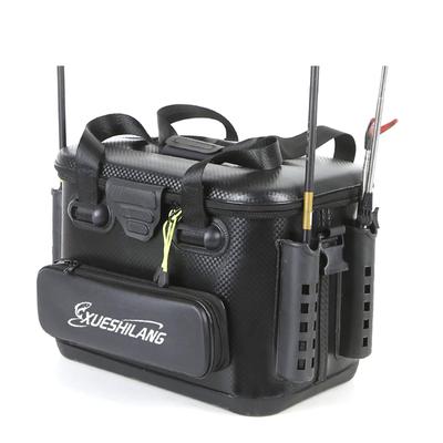 SIMCAT Multifunctional EVA Tackle Bucket with Rod Holder, Fishing Bag, Tackle Box, Black/White (45*30*32cm/Divider Included/Black)
