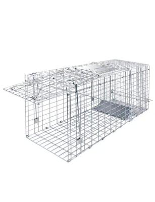 REDHAT Animal Trap with Handle for Stray Lost Small Pest and Crop Protection Easy Assembly and Setup 66cm X 23cm X Silver Step-Type Cats, Cats,