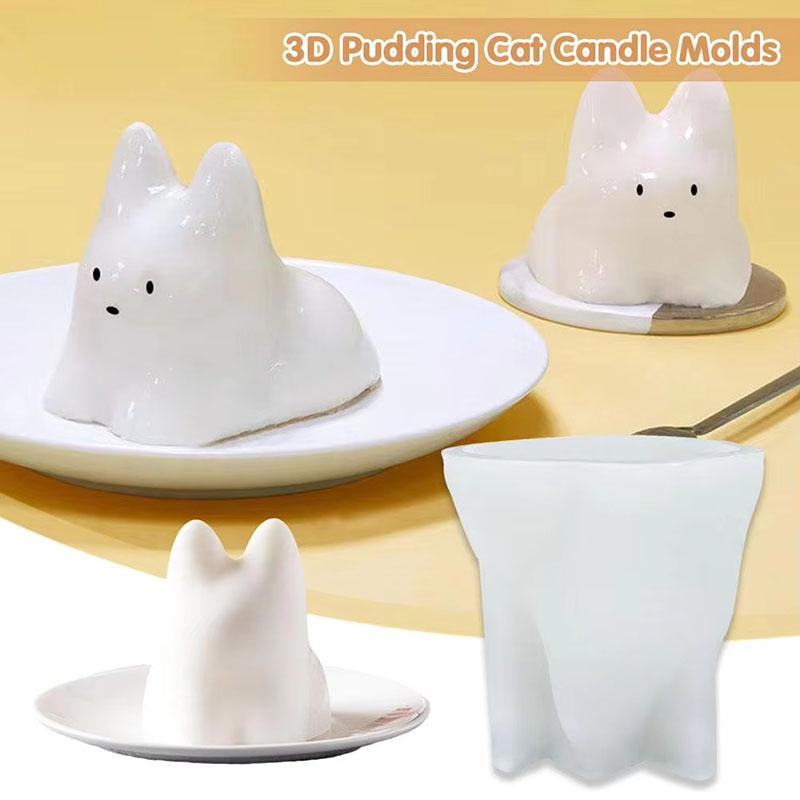 3D Cat Milk Pudding Silicone Mold Halloween Jelly Bowl Cake Cute Cake White Cold Ice Powder Mold Cake Decoration Accessories