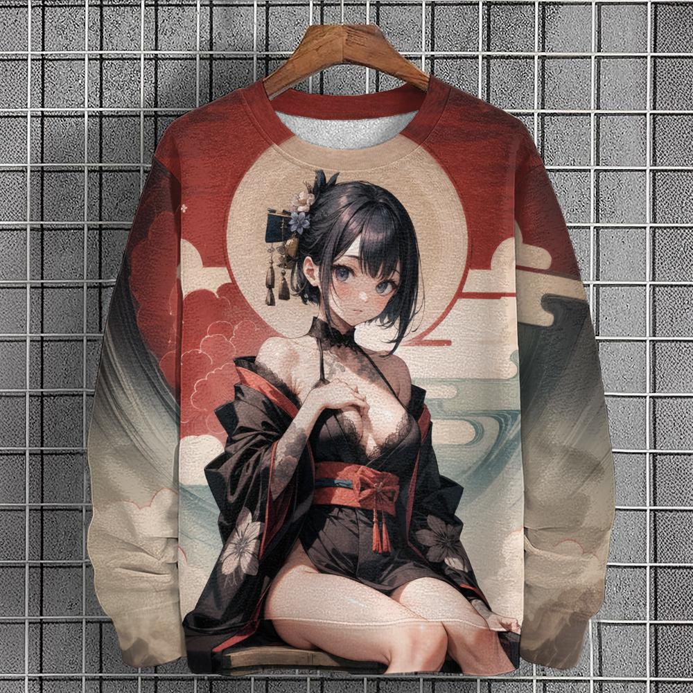 

Мужская толстовка с принтом аниме-персонажа, осенняя мода, мужская одежда, повседневные толстовки для мужчин, футболка с длинным рукавом, уличная одежда 4XL