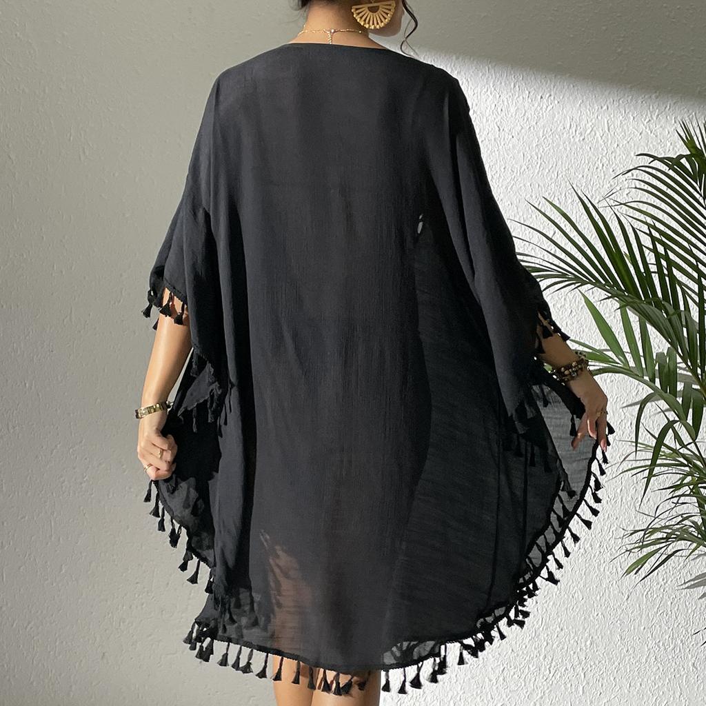 Women's Dress Beach Dresses Coverup Crochet Patchwork Fringe Swimwear Bikini Outer