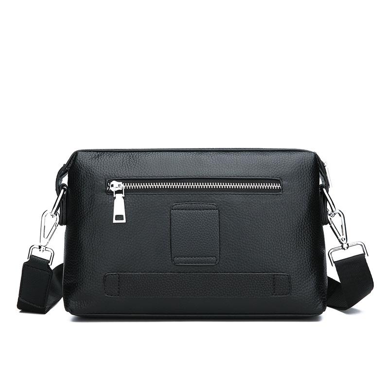 Men's Hand-held Circumcision Business Handbag Lychee Pattern Leather Hand-held Bag One Shoulder Diagonal Straddle Bag