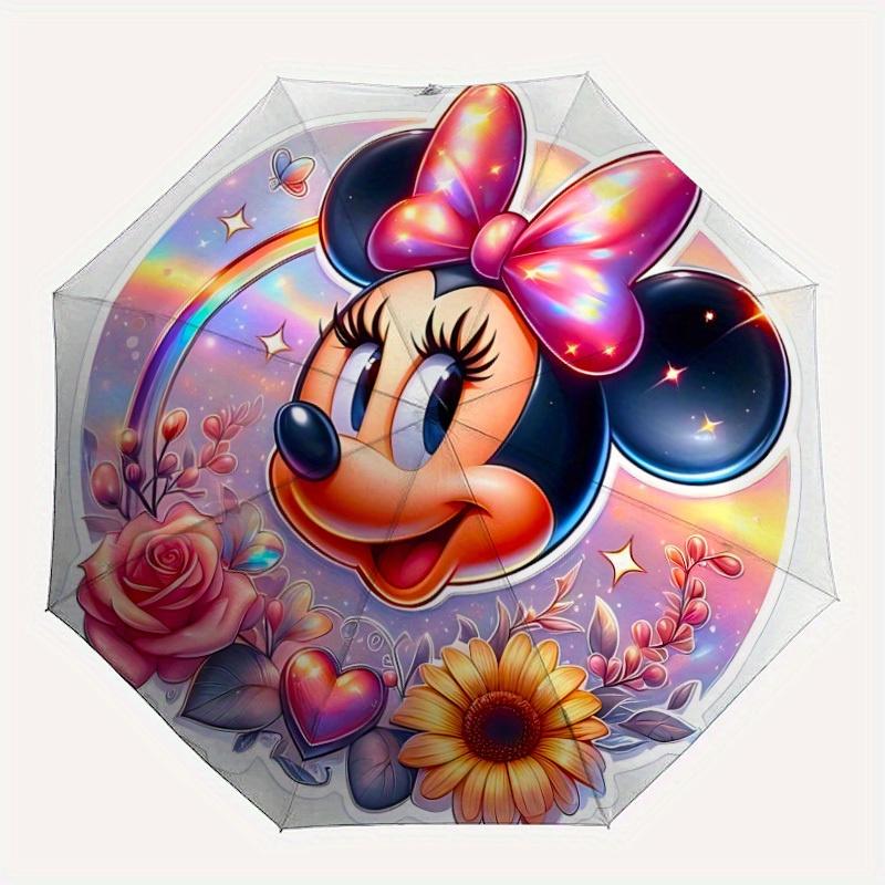 

1pc Minnie MouseDesign Automatic Open/close Folding Umbrella - Compact Travel Umbrella, Heavy-Duty 8-Rib Construction y