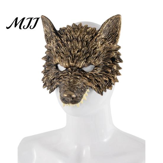 Medieval Wolf Mask 3D Head Mask, High Elastic Lightweight Comfortable Werewolf Silver Costume with Adjustable Strap for Halloween Cosplay Party