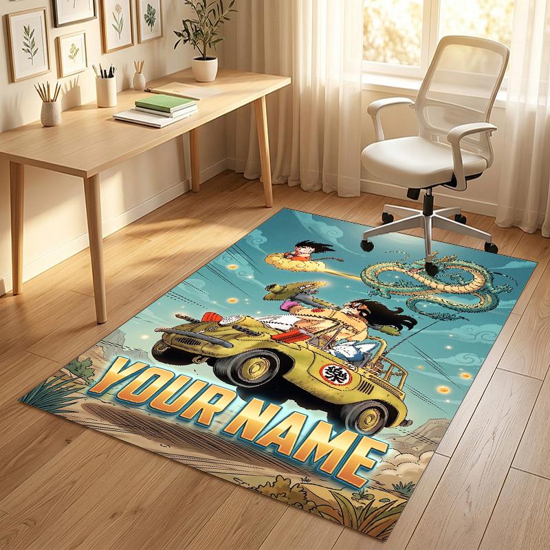 Personalized Crystal Velvet Carpet,Dragon Ball Custom Printed Name, Plush Area Rug For Home Indoor Decor