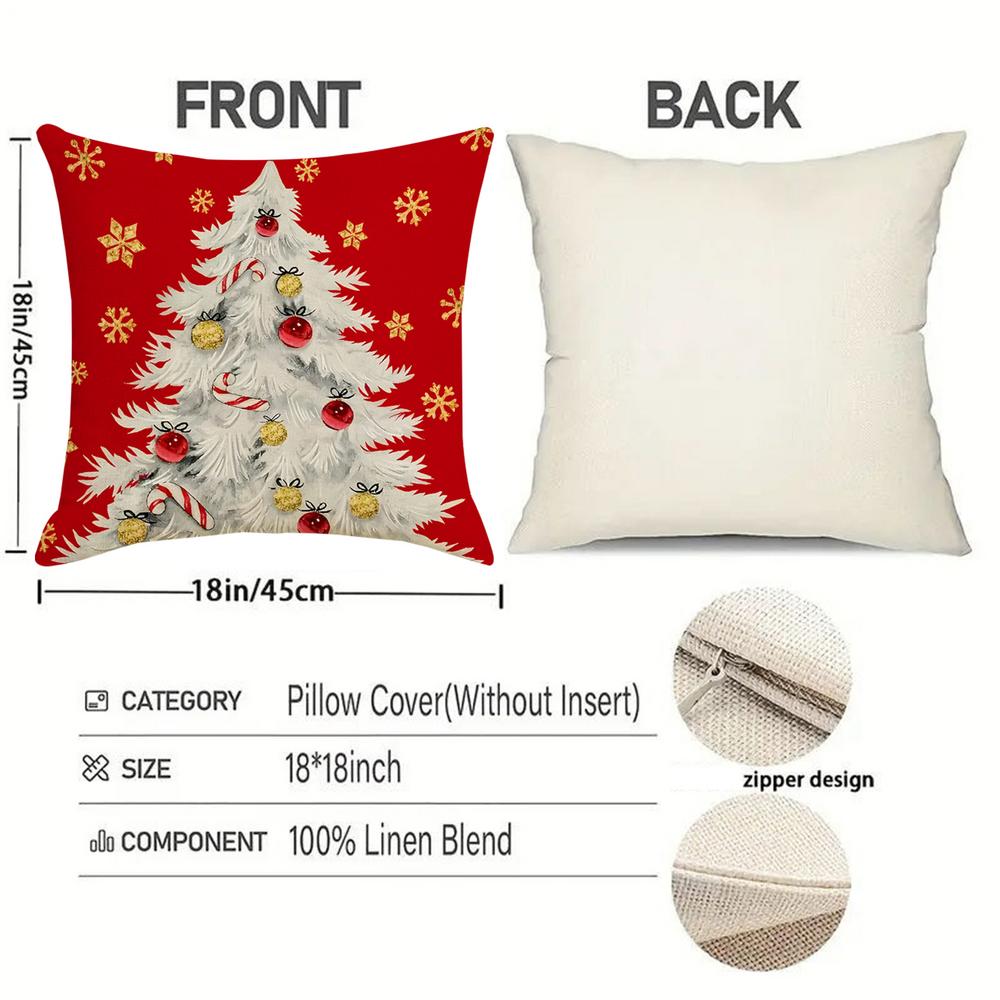 Christmas Reindeer Pillow Cover Christmas Throw Pillow Cover Cushion Soft Case Seasonal Decor Elk Snowman Christmas Tree Pillow