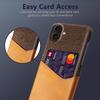 For iPhone 17 Case PU Leather Cloth Texture Hard PC Phone Cover with Card Holder