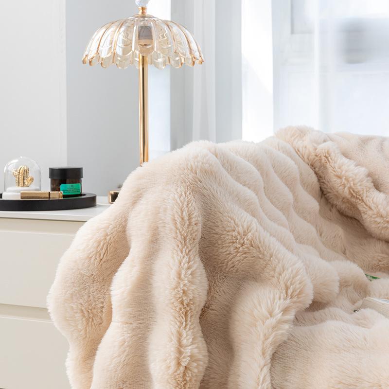 Bubble rabbit blanket flannel blanket Four season nap sofa blanket Coral fleece leisure air conditioning cover blanket Thickened plush bed cover