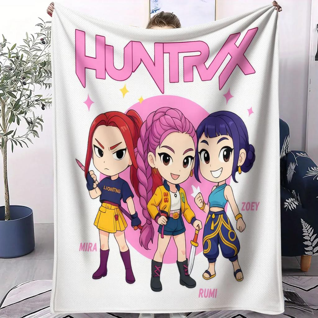 K Pop Saja Boys Cute Chibi Blanket Soft Warm Flannel Throw Anime Fan Gift for Travel Camping Sofa Bed Cover Living Room Decor