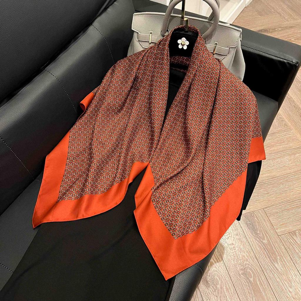 91Cm square scarf silk scarf women's new literary and fashion scarf accessories autumn and winter retro versatile shawl