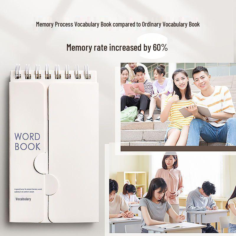 Tragbares Notizbuch mit Haftnotizen und Vokabular-Tasche