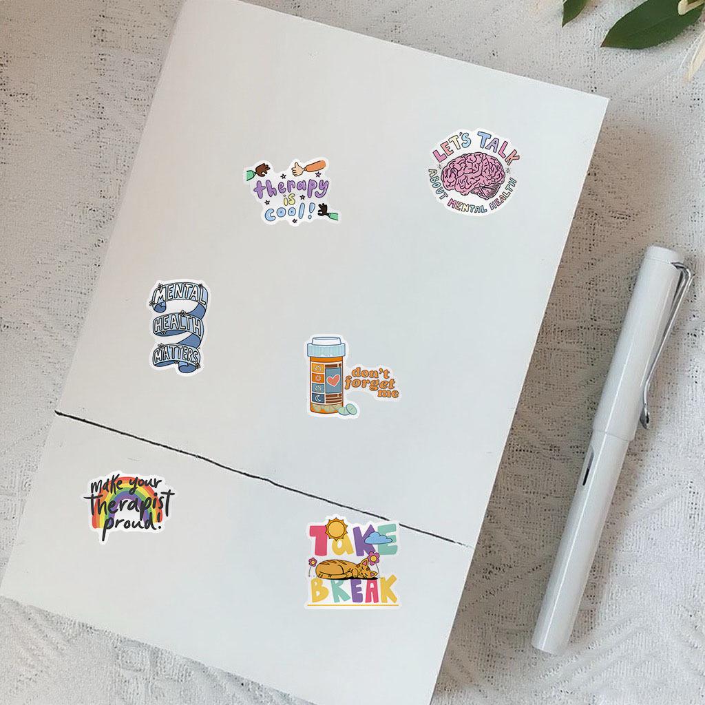 50 Healing System Mental Health Stickers for Phone Cases, Stationery, Notebooks, and Planners