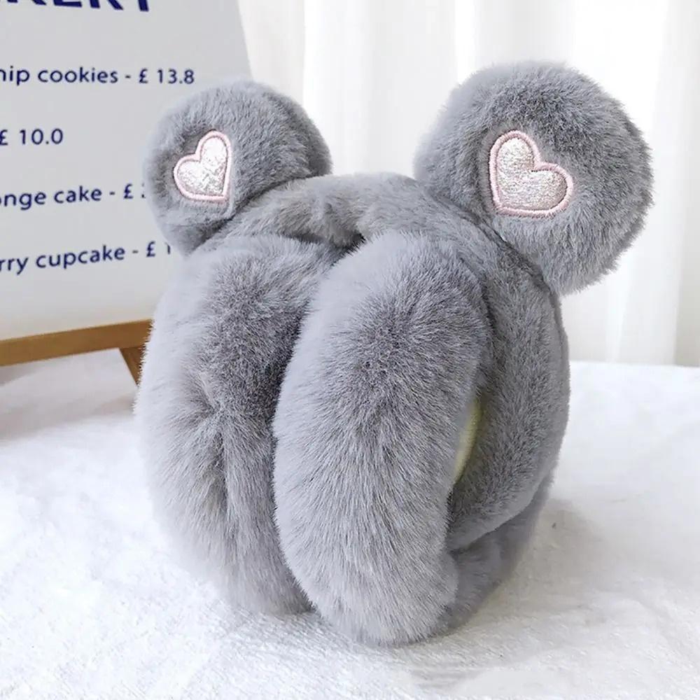 Cute Bear Ears Winter Warm Earmuffs Plush Thick Soft Ear Muffs Protect Ears Foldable Warmer Cover Earflaps for Women Girls Kids