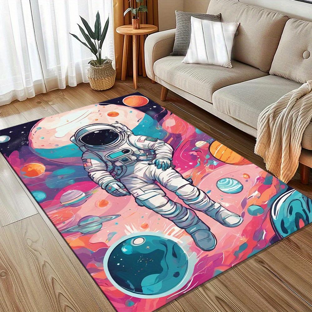 Anti-Slip Astronaut Print Room Floor Mat: Comfortable and Durable  Crystal Velvet Rug for Home Decor