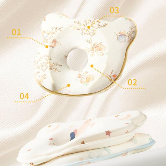 Baby Shaping Pillow Memory Foam Head Support for Strollers Cribs Breathable Infant Flat Head Pillow Cute Baby Gifts