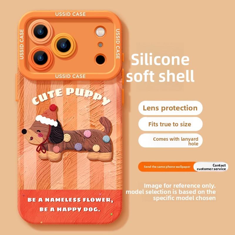 Pinker Dackel Hund Apple 16promax Handyhülle 17 Neu Silikon 17pro Fortschrittlich Air Anti-Fall Schutzhülle