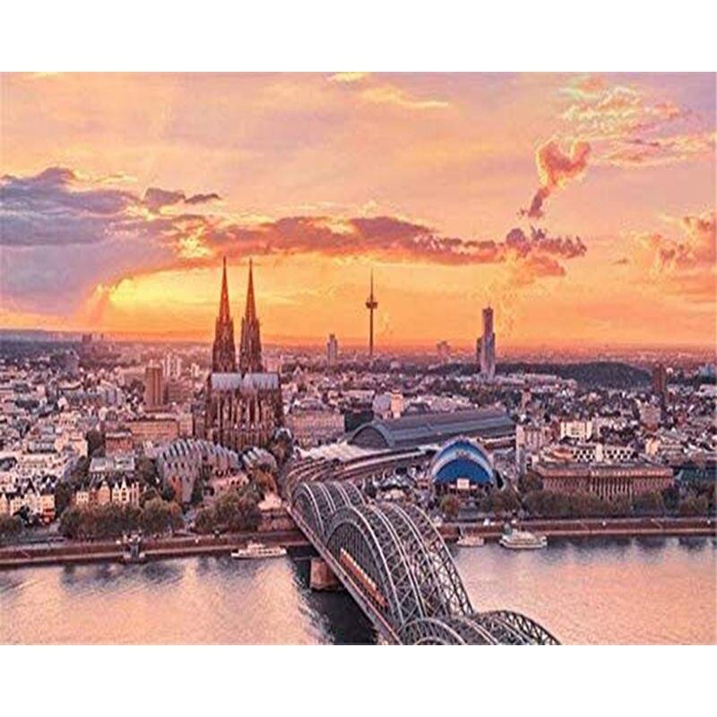 5D Diamond Embroidery City Landscape Full Drill Diamond Painting Cross Stitch  Mosaic Home Decoration
