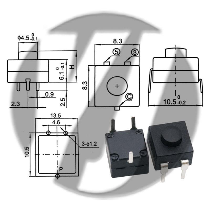 12x12 LED Flashlight Desk Lamp with Self-Locking Power Switch