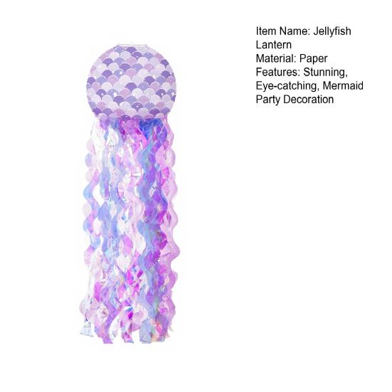 Jellyfish Lanterns Large Hanging Jellyfish Paper Lantern with Mermaid Scales for Under The Sea Baby Shower Ocean Theme Mermaid Birthday