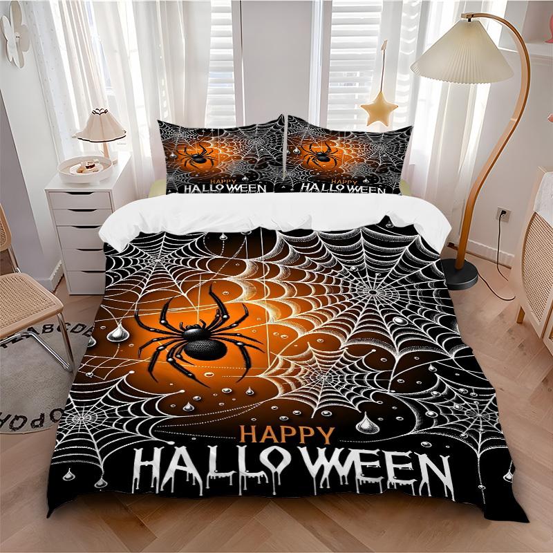 3pcs Spider Web Duvet Cover Set - Includes 1 Duvet Cover and 2 Pillowcases, No Quilt Core, All-Season Home Decor yy251111028