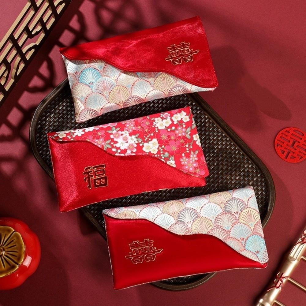 New Year Blessing Words Brocade Red Envelope Brocade Cloth Tassel Cloth Money Pocket HongBao Spring Festival New Year Money Bag