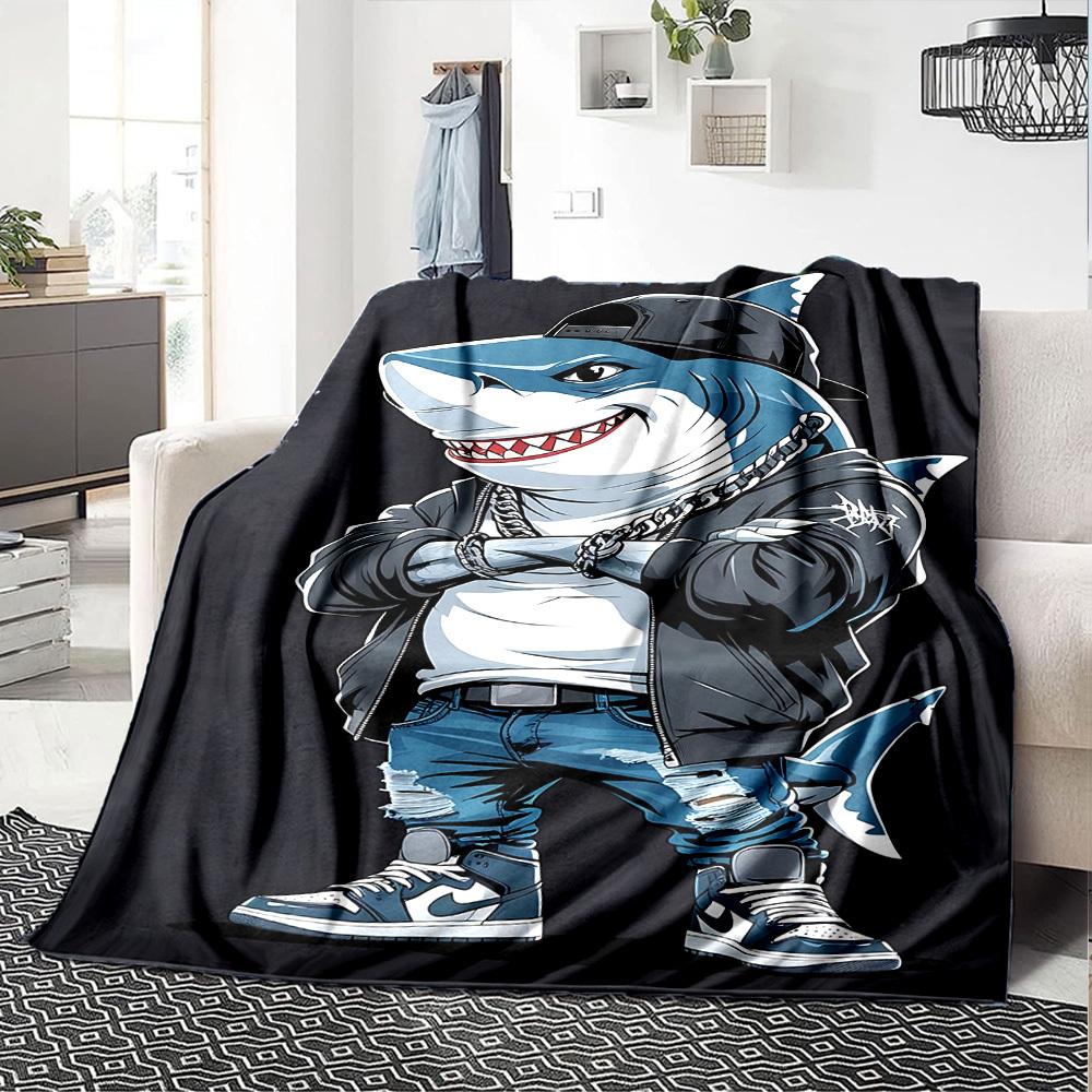 1pc shark streetwear Throw Blanket Soft Flannel, Cozy All Season Polyester Perfect for Home, Office