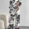 1116 European and American Autumn and Winter Casual Retro Pattern Long-sleeved Suit Women's Hooded Sweater Trousers Two-piece Set