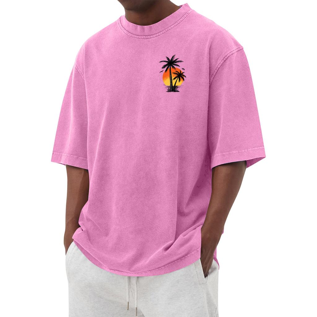 Men's Printed Round Neck T-Shirt Casual Sports Short-Sleeve Top