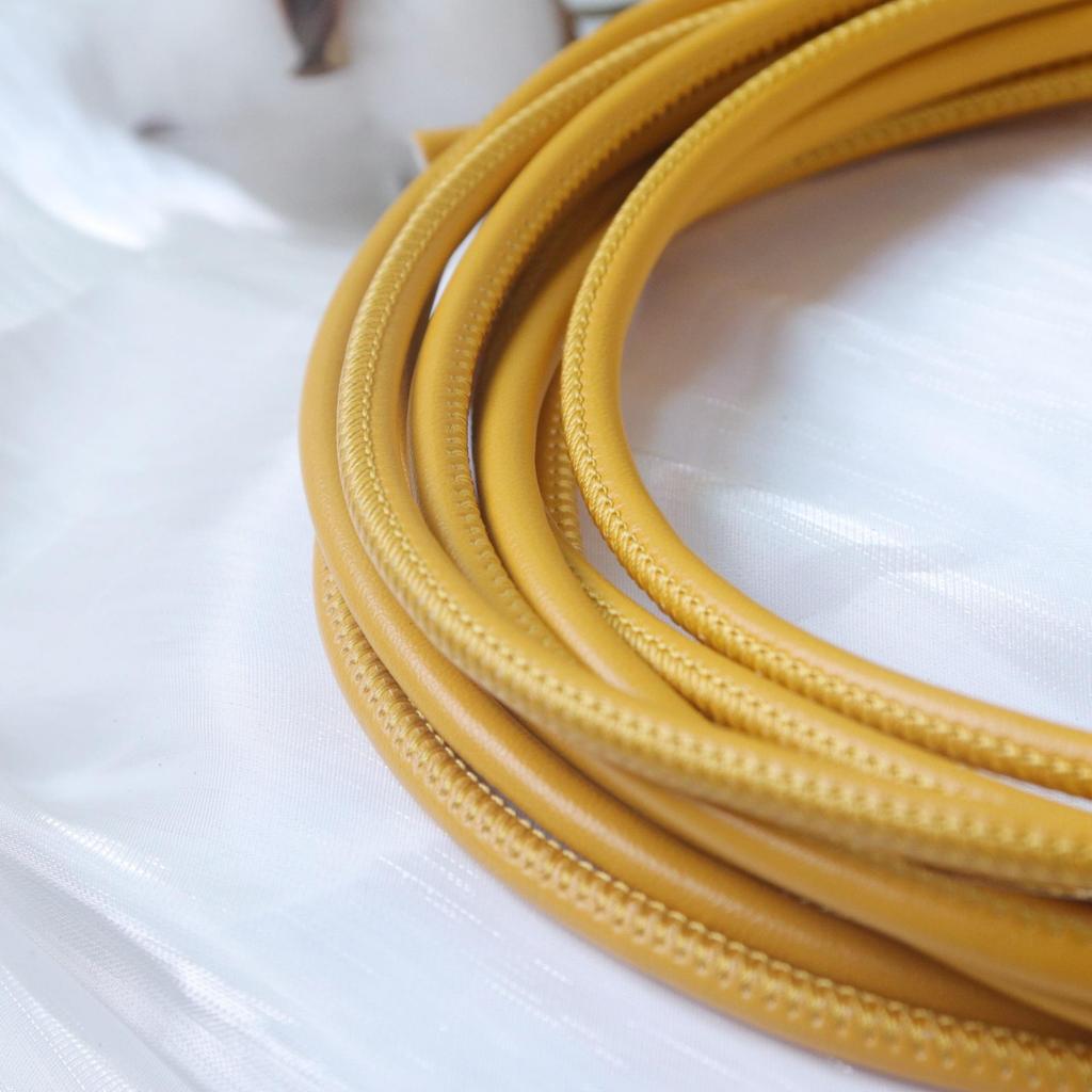 PU Leather Round Handle Strap with Lock Edge Stitching - DIY Traction Weaving Ornament E18