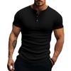 Športové voľnočasové pánske tričko s krátkym rukávom v kombinácii s jednofarebnou americkou Henry Shirt Top pre pánske tričká (pánske)