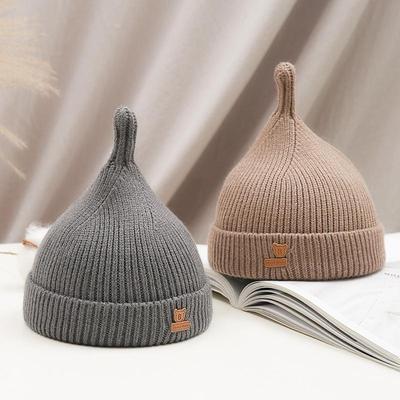 Couleur unie ours goutte forme bébé chapeau automne hiver chaud enfant enfant en bas âge tricoté bonnets doux épaissir Crochet infantile fille garçon Bonnet