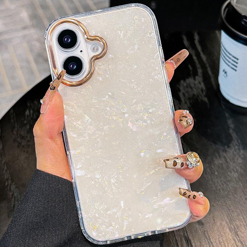 Applicable To IPhone17promax Mobile Phone Case New Fantasy Glitter Powder Shell Pattern Full Edge 15 Anti Fall Simple Style
