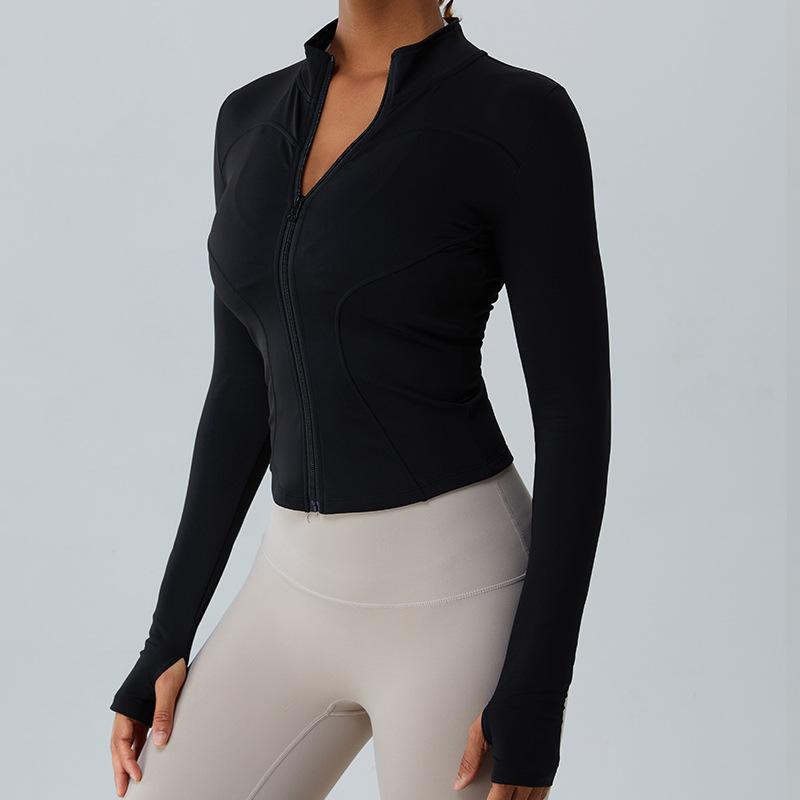 Autumn And Winter New Warm And Plush Yoga Sports Jacket For Women, Slim Fit Long Sleeved Yoga Suit Top, Fitness Suit