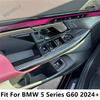Carbon Fiber Car Front Door Window Lift Button Switch Panel Cover Trim Decor ABS Accessories For BMW 5 Series G60 2024 2025 2026