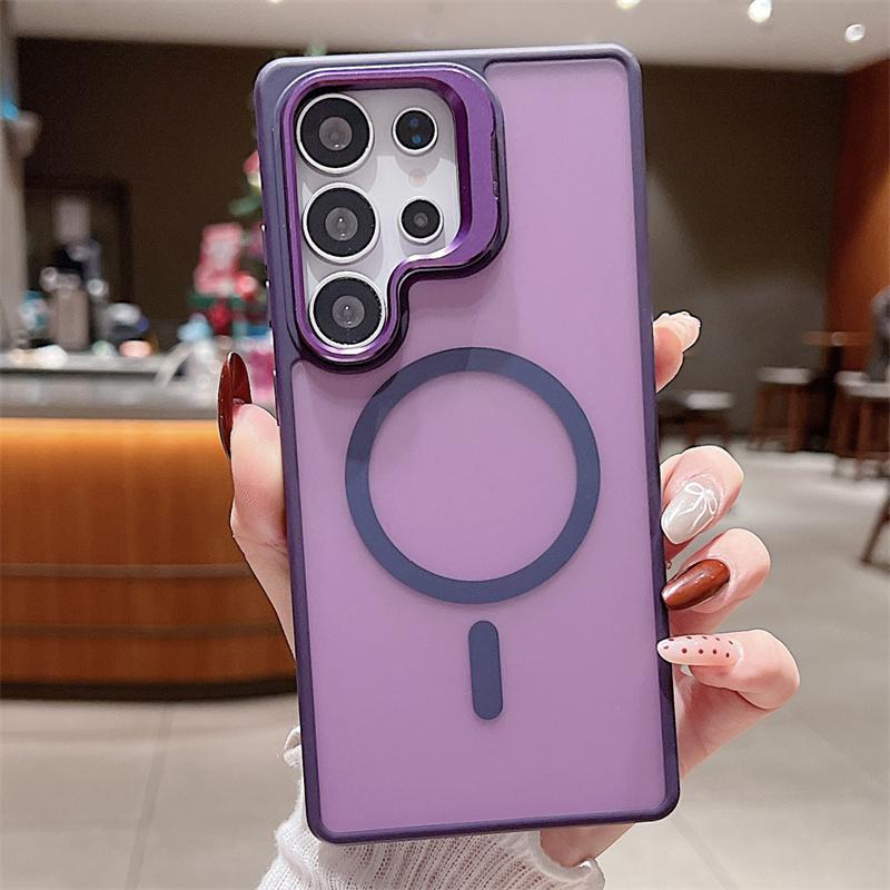 Transparent Matte Stand Holder Magnetic For Magsafe Case For Samsung Galaxy S25 S24 FE Plus S23 Ultra A16 A26 A36 A56 A17 Cover