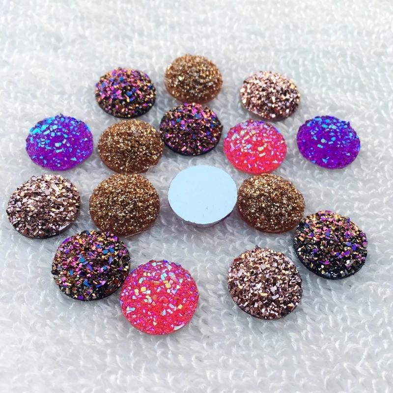 

30 шт. 14 мм Камень/Минеральная Поверхность Круглый Эпоксидный Кабошон с Плоской Задней Стороной DIY Ремесло Artesanato Аксессуары Кнопка со Стразом-A75