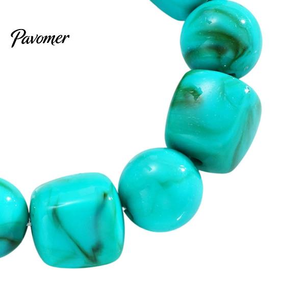 Trendiger Handschmuck für Damen Perlenarmband Herren, Blaue Simulationssteine Einzigartige Tintenstruktur Perlen Acrylperlen Armbänder, Elastisches Stretch Klobig Nicht