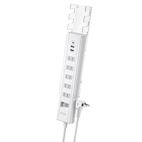 Sanwa Supply USB Charging Power Strip with Stand (2-Pin, 5 Outlets, 1.5m, White) TAP-B47UC-15W