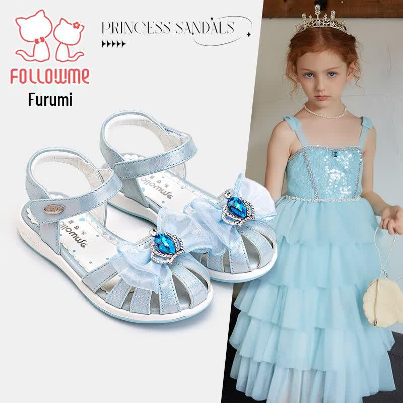 FULUOMI Girls Closed-Toe Bowknot Princess Beach Sandals 34