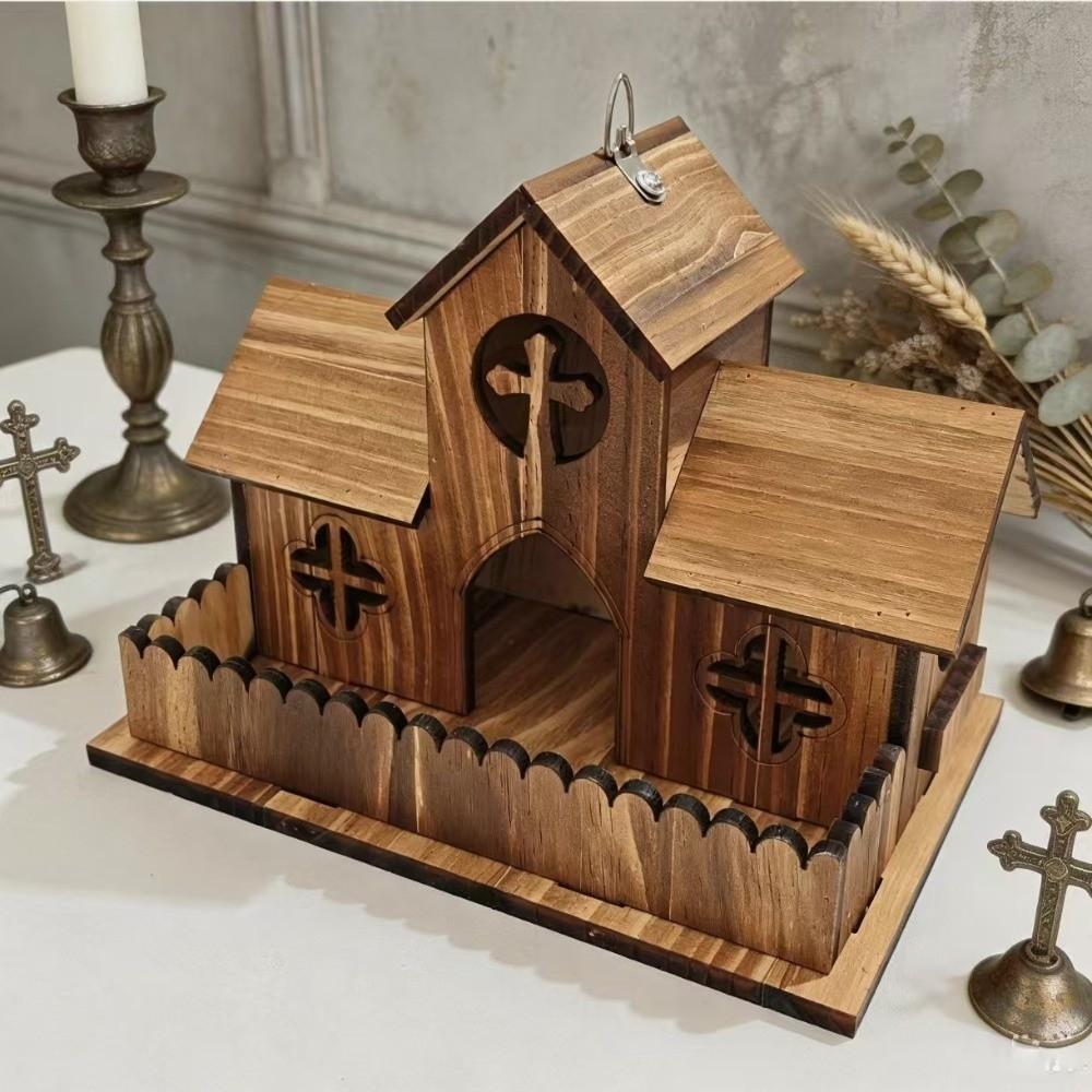 Multiple Holes Bird Hanging Feeder Rustic Style Birdhouse Nesting Feeding Yard Decoration
