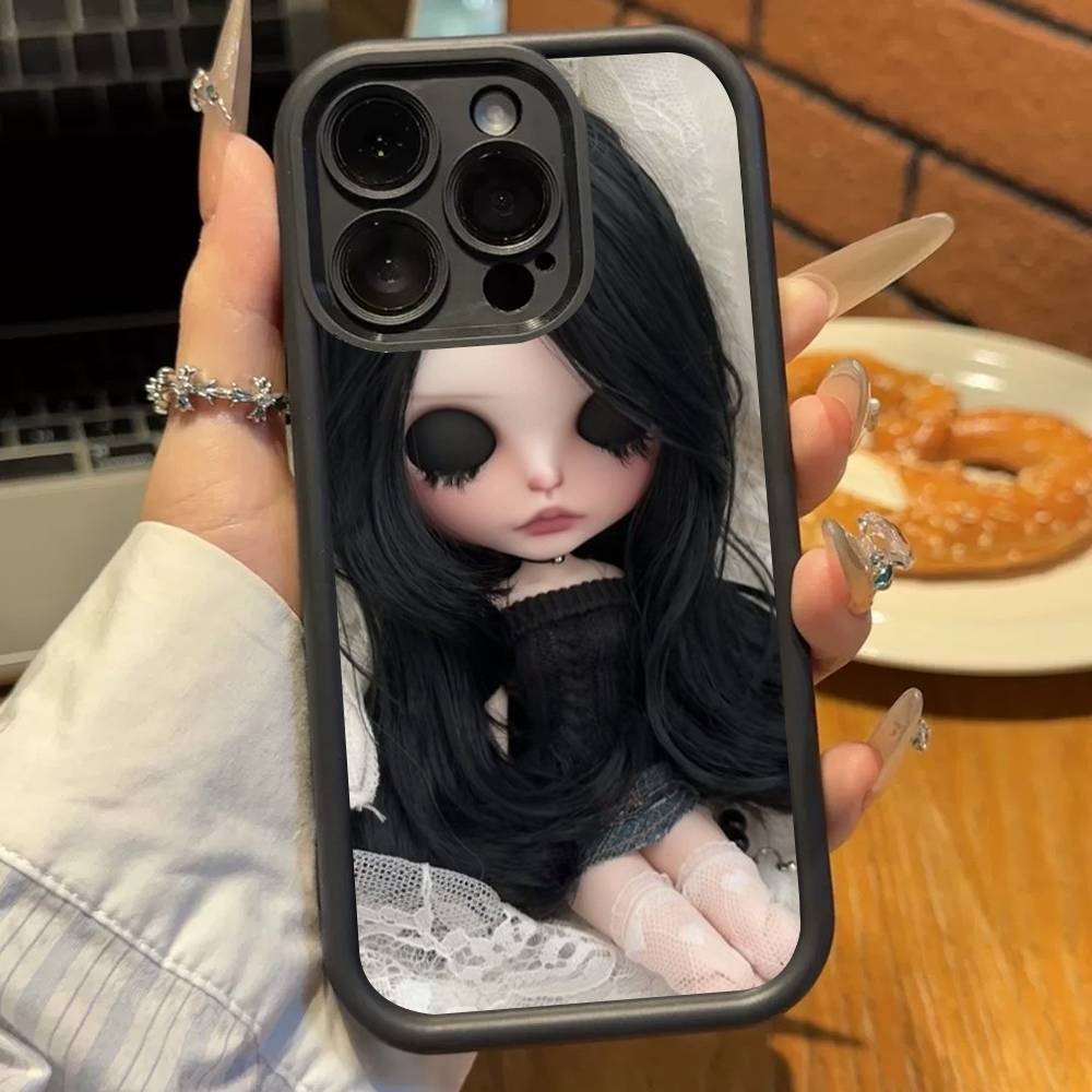 Dark Cute Girl Doll  Soft Silicone Case For iphone 17 Air 16 15 14 13 12 11 Pro Max Plus Shockproof TPU Phone Cover