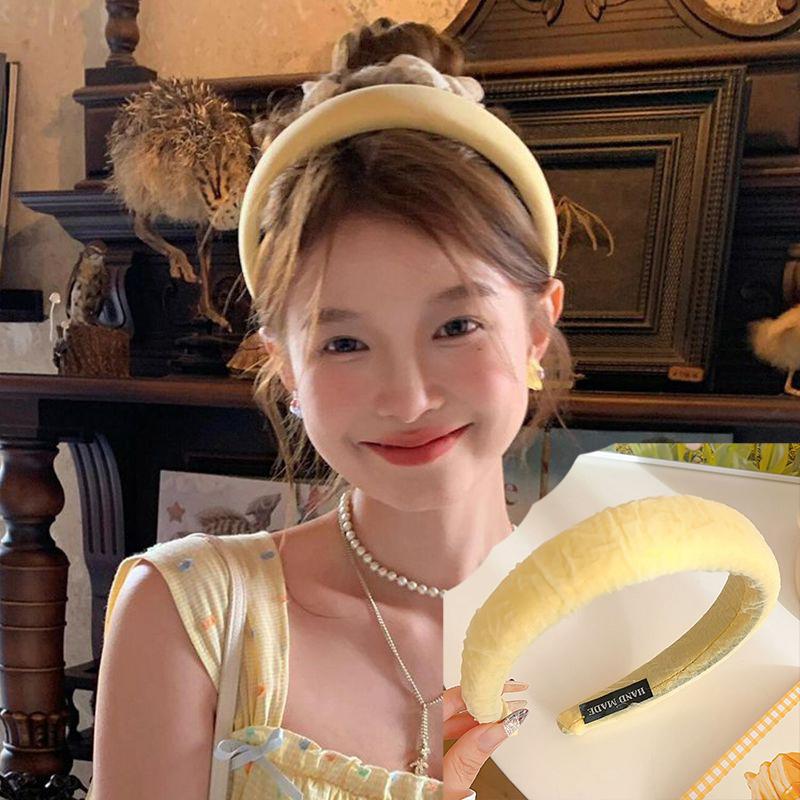 Rose Red Wide-brimmed Sponge Hair Band Women Fairy Temperament Headband Tweed Head Hoop Hairband Princess Girls Hair Accessories
