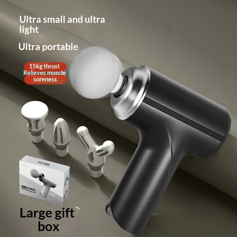 Portable Fascial Massage Gun Electric Percussion Massager Body Relaxation With 4 Replaceable Massage Head чёрный